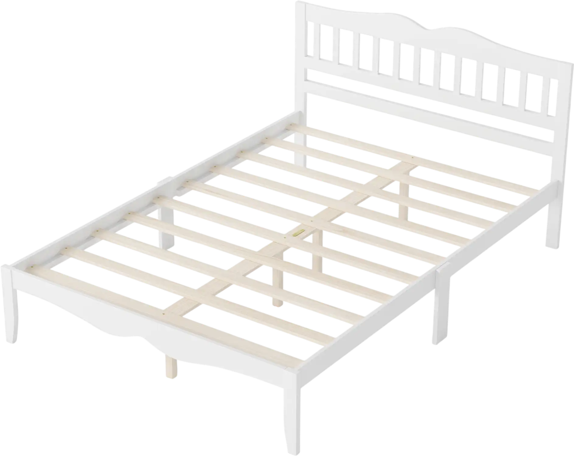 Costway Modern Farmhouse Full/Queen Bed Frame Solid Wood White 31793502 New