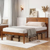 Full/Queen/Twin Size Bed Frame Farmhouse Wooden Platform Bed with Headboard-Twin Size - Gallery View 1 of 10