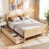 Full Size Bed Frame with 2 Storage Drawers and Footboard for Kids Teens Adults-Natural - Gallery View 1 of 11