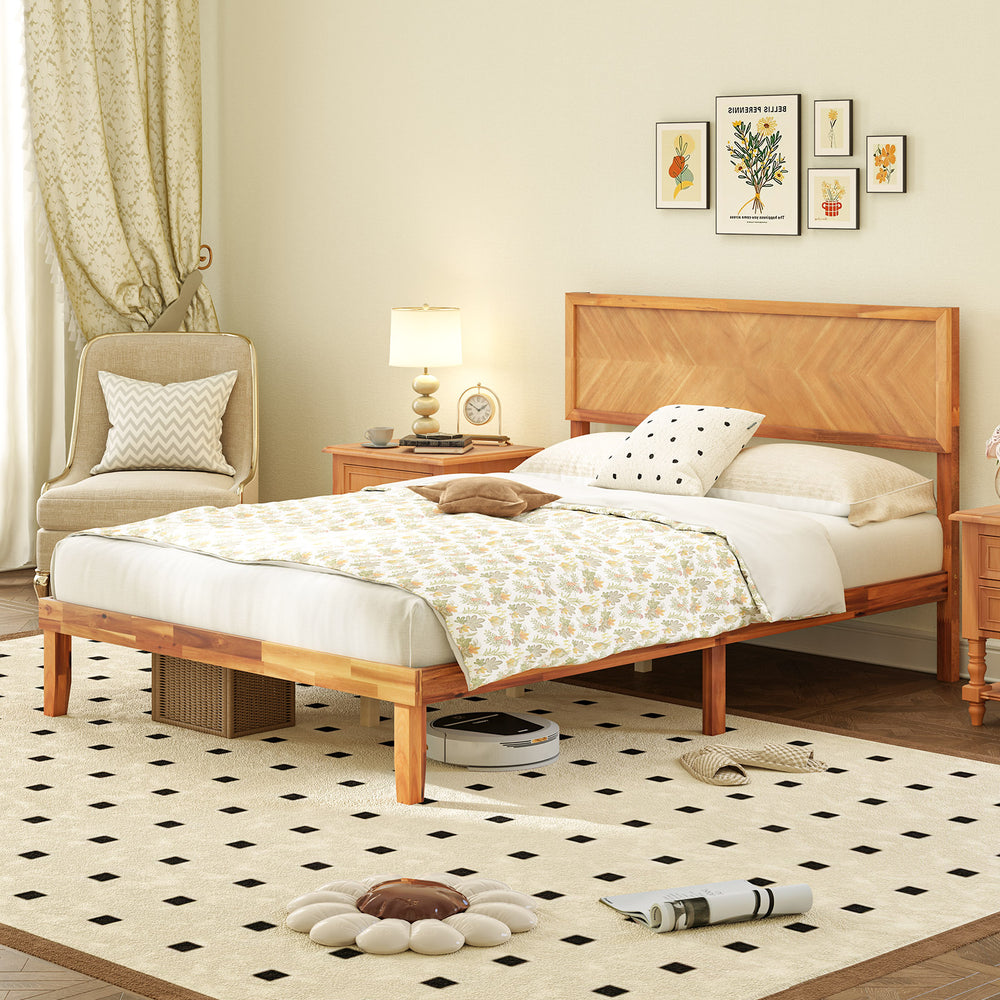 Twin/Full/Queen Size Bed Frame with Headboard and Storage Space-Full Size - Gallery View 1 of 10