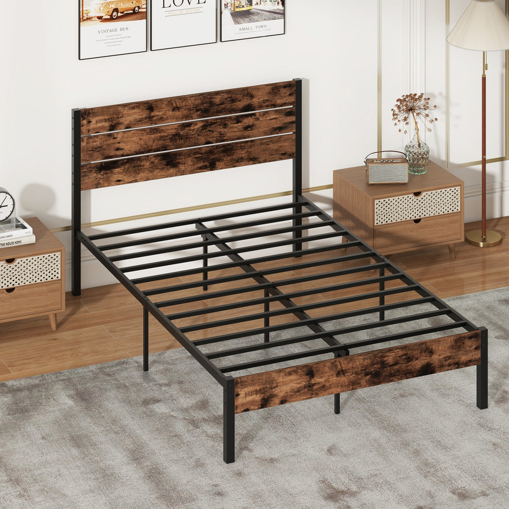 Full/King/Queen/Twin Size Bed Frame with High Headboard and Mute Bar-Full Size - Gallery View 1 of 10