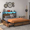 Costway Bed Frame with Smart LED Lights and Storage Drawers Full/Queen Size New