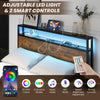 Costway Bed Frame with Smart LED Lights and Storage Drawers Full/Queen Size New