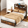 Twin/Full/Queen/King Size Bed Frame with Storage Headboard Industrial Metal Platform Bed-Full Size - Gallery View 1 of 10
