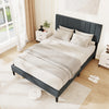 Full/Queen/Twin Size Bed Frame with Vertical Channel Tufted Headboard and Wooden Slats-Full Size - Gallery View 1 of 10