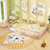 Full Size Floor Bed with Full Length Safety Guardrails-Pink - Gallery View 1 of 9