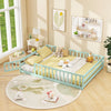 Full Size Floor Bed with Full Length Safety Guardrails-Light Green - Gallery View 1 of 9
