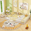 Full Size Floor Bed with Full Length Safety Guardrails-White - Gallery View 1 of 9