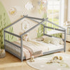 Full Size House Bed Montessori Floor Bed with Headboard-Gray - Gallery View 1 of 11