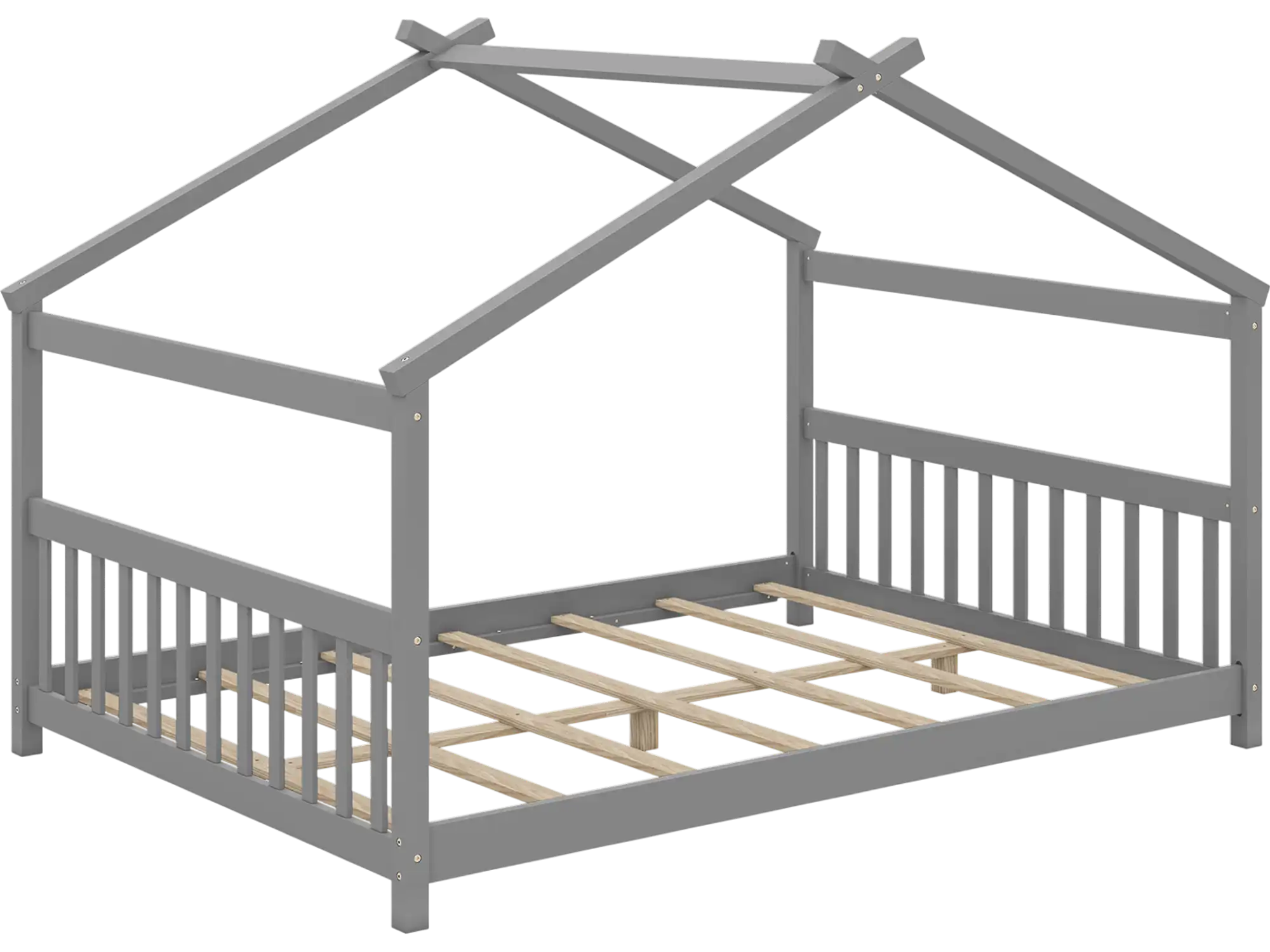 Costway Full Size Montessori House Floor Bed Frame w/ Headboard 397826145 New
