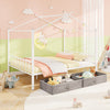 Full Size Metal House Bed with 2 Fabric Drawers for Kids-White - Gallery View 1 of 11