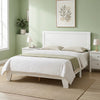Modern white platform bed frame with headboard, wooden slat support, and under-bed storage for twin/full/queen mattresses.