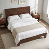 Full Size Modern Bed Frame with Headboard No Box Spring Needed-Walnut - Gallery View 1 of 10