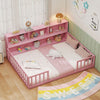 Full Size Montessori Floor Bed with Bookcase-Pink - Gallery View 1 of 10