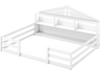 Montessori floor bed in white with storage compartments and shelf, designed for children's sleep and play needs.