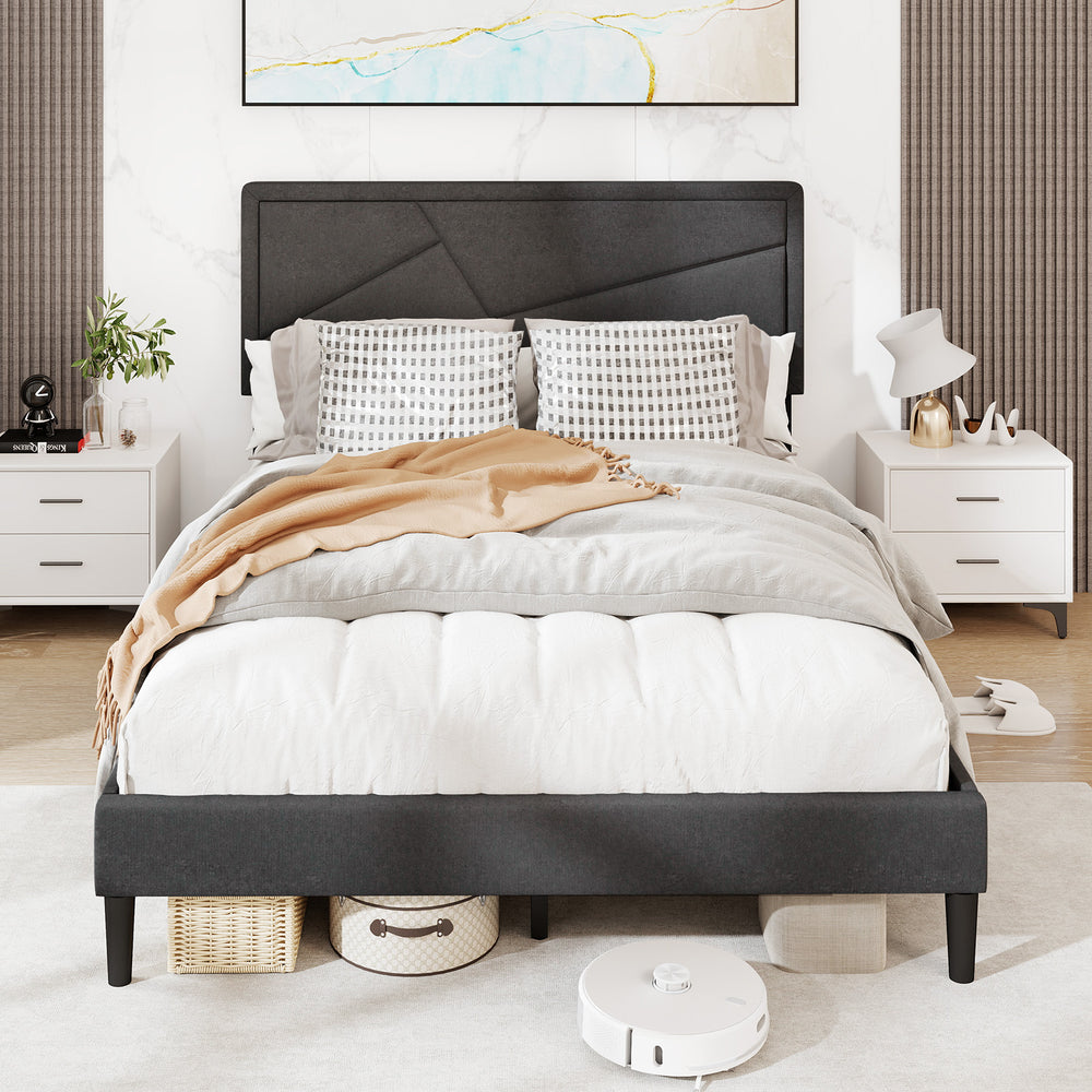 Twin/Full/Queen Size Upholstered Platform Bed Frame with High Headboard-Full Size - Gallery View 1 of 10