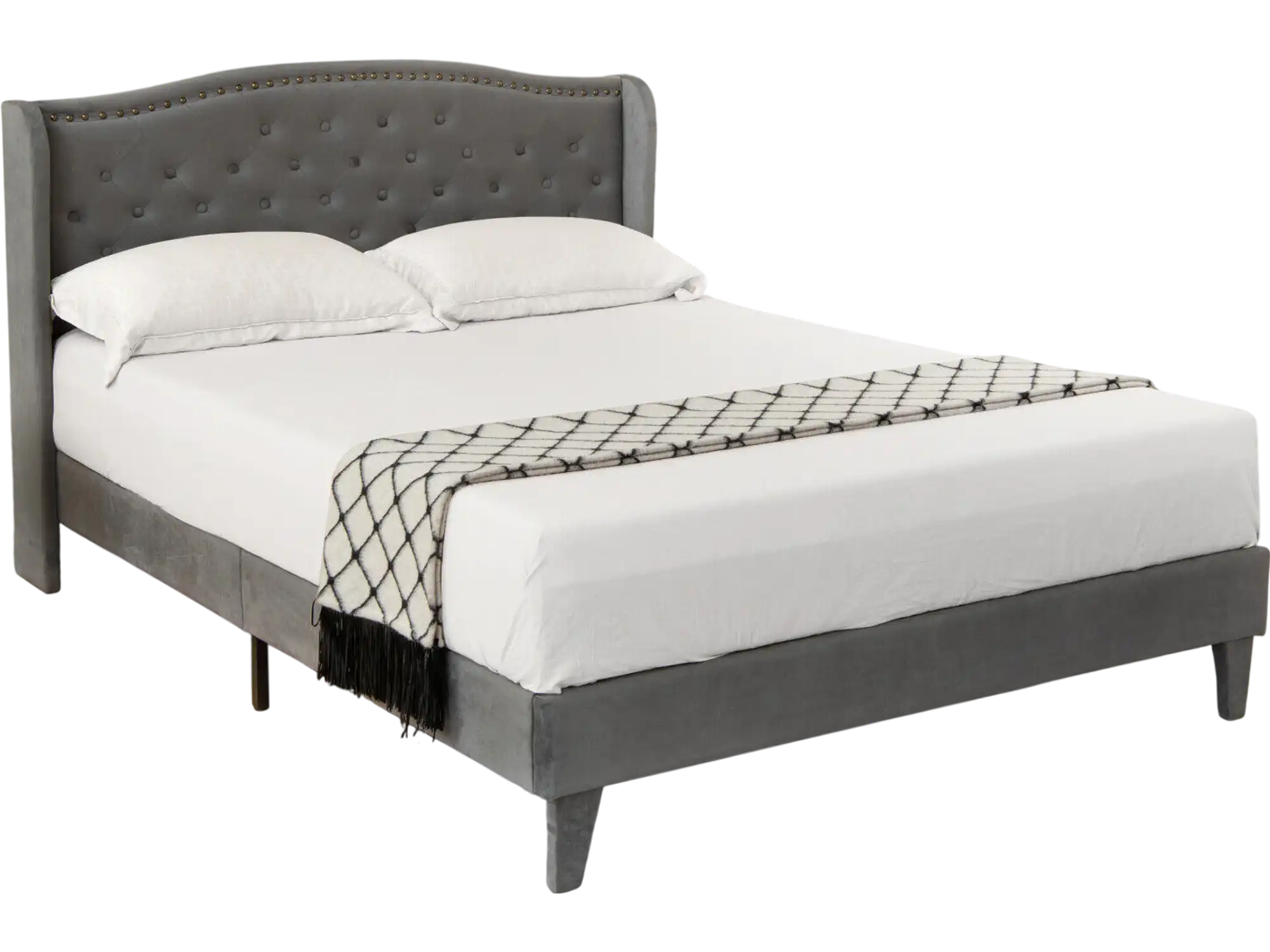 Costway Upholstered Platform Bed Frame Button Tufted Headboard Full Size 39248756 New