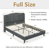 Full size upholstered platform bed frame with button tufted headboard, solid wooden slats, and velvet fabric for.