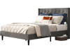 Full/Queen size upholstered platform bed with button tufted headboard in gray, perfect for bedroom or guest room decor.