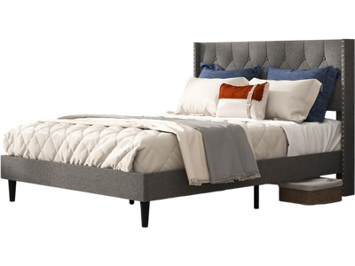 Costway Upholstered Platform Bed Button Tufted Headboard Full Size 54671892 New