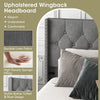 Upholstered button tufted headboard in durable linen fabric, providing comfort and style for full/queen size beds.
