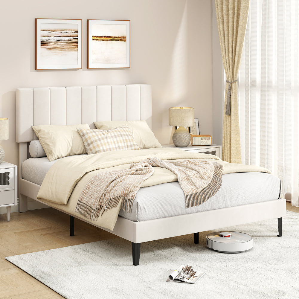 Full Size Velvet Upholstered Platform Bed Frame - Gallery View 1 of 11