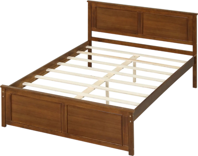 Costway Wooden Bed Frame with Headboard Full/Queen/Twin 76718454 New