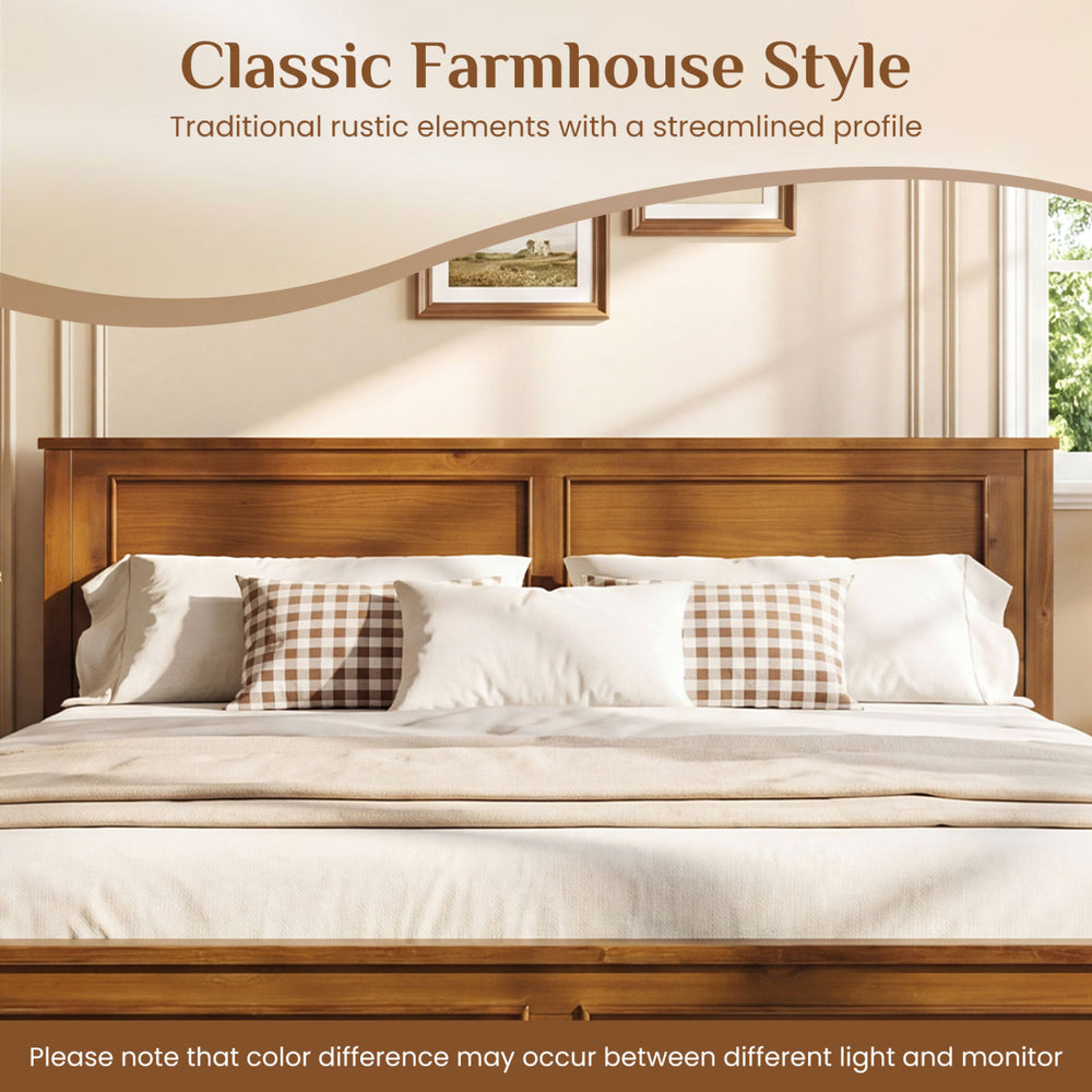 Full/Queen/Twin Size Wooden Bed Frame with Headboard - Gallery View 10 of 10
