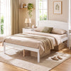 Full Size Wooden Platform Bed Frame with Curved Headboard-White - Gallery View 1 of 9