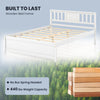Full-size wooden platform bed frame in white with headboard, slatted support, and 440 lbs weight capacity for elegant.