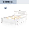 Full-size wooden platform bed with headboard, slatted support, and 440 lbs capacity, shown with dimensions for easy.