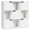 White shelving unit with nine compartments for organized storage, part of a functional office furniture package.