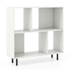 White shelving unit with four compartments, part of a functional office furniture package for organized workspace.