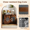 Furniture style dog crate in rustic brown with a translucent window and secure door, ideal for small and medium dogs.