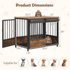 Furniture style dog crate with two doors, rustic brown finish, and sturdy design suitable for small to medium-sized dogs.