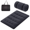 Futon mattress with washable cover, foldable design, and carry bag, ideal for camping, yoga, or as a sleeping pad.