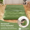 Full-size floor mattress in green with a washable cover, ideal for camping, play, or yoga, featuring quilted.