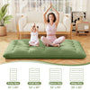 Full-size floor mattress in green with washable cover, ideal for yoga, camping, or as a kid's play mat.