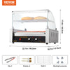 Vevor Hot Dog Roller Machine 11 Rollers 30 Sausage 1650W Dual Temperature Control Glass Cover ETL Certified New