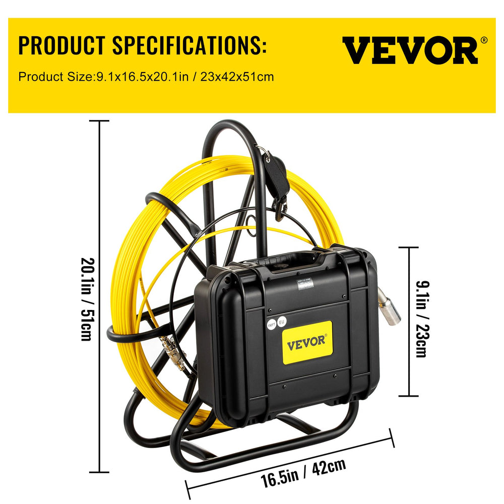 Vevor Sewer Camera 150' Cable Waterproof 9" Color HD LCD Display with DVR and 8GB SD Card New