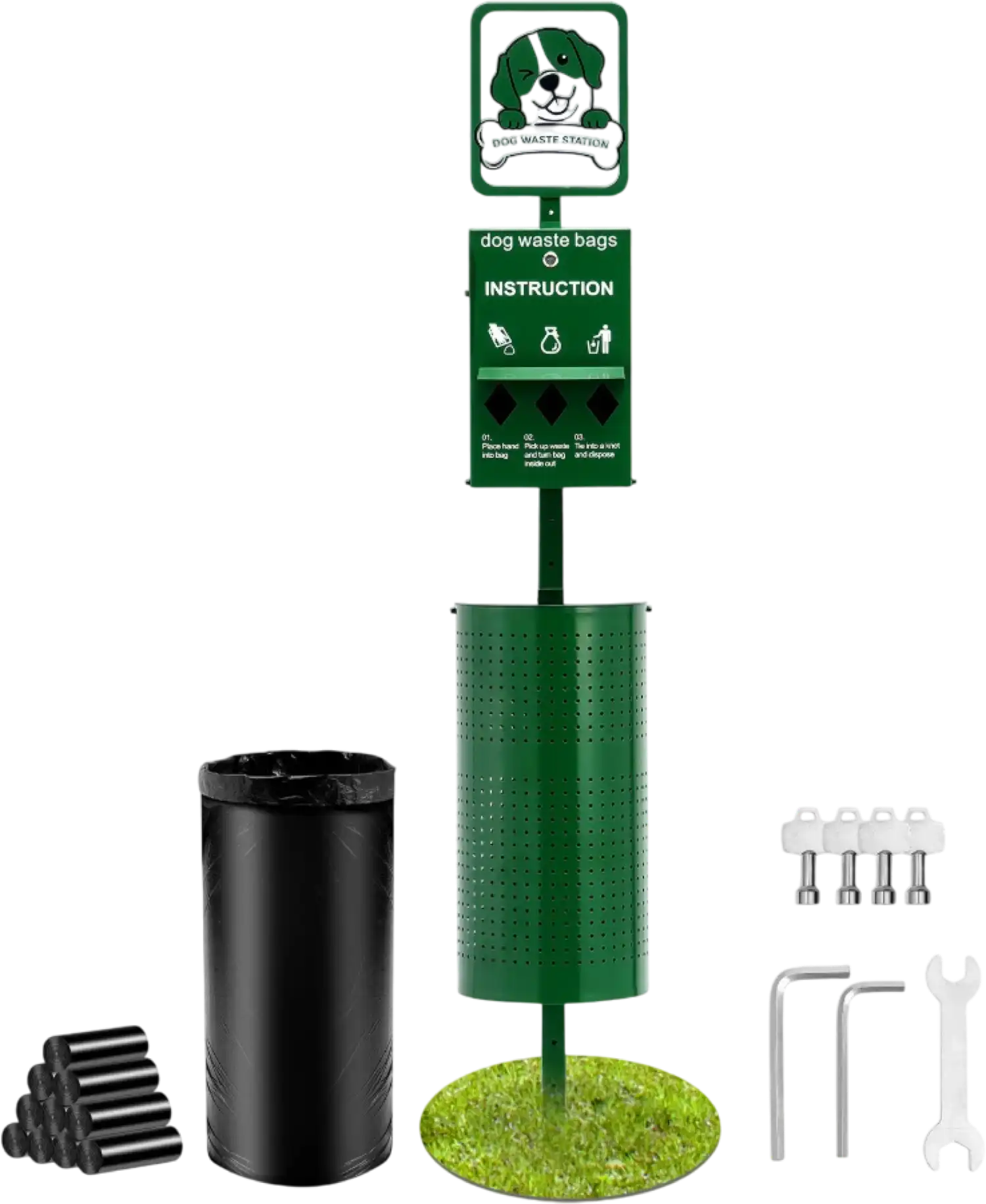 Vevor Outdoor Dog Waste Station 11.5 Gal Trash Can with 600 Bags New
