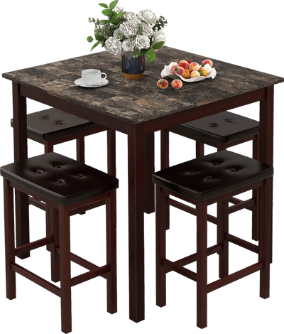 Costway Bar Table Set 5 Piece Counter-Height Dining Table and 4 Stools New