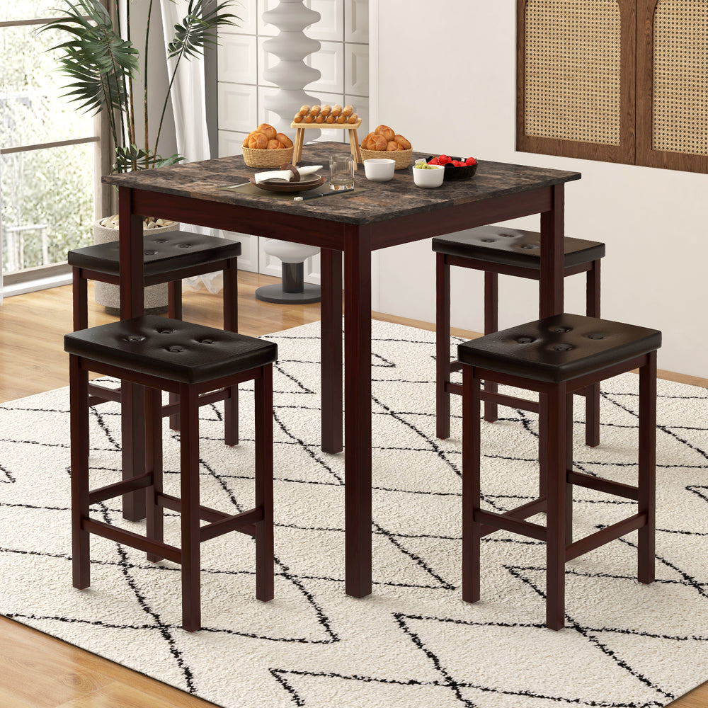 Costway Bar Table Set 5 Piece Counter-Height Dining Table and 4 Stools New