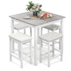 Costway Bar Table Set 5 Piece Counter-Height Dining Table and 4 Stools New