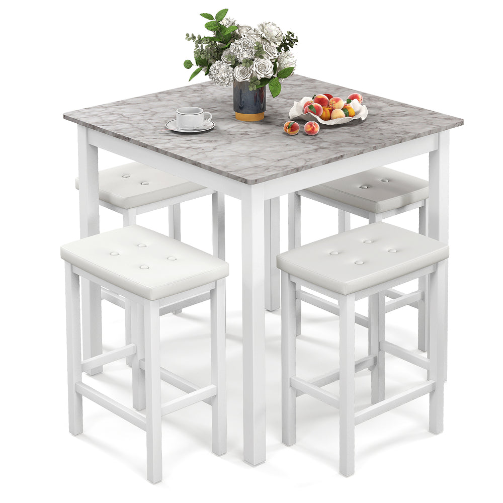 Costway Bar Table Set 5 Piece Counter-Height Dining Table and 4 Stools New