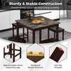 Costway Bar Table Set 5 Piece Counter-Height Dining Table and 4 Stools New