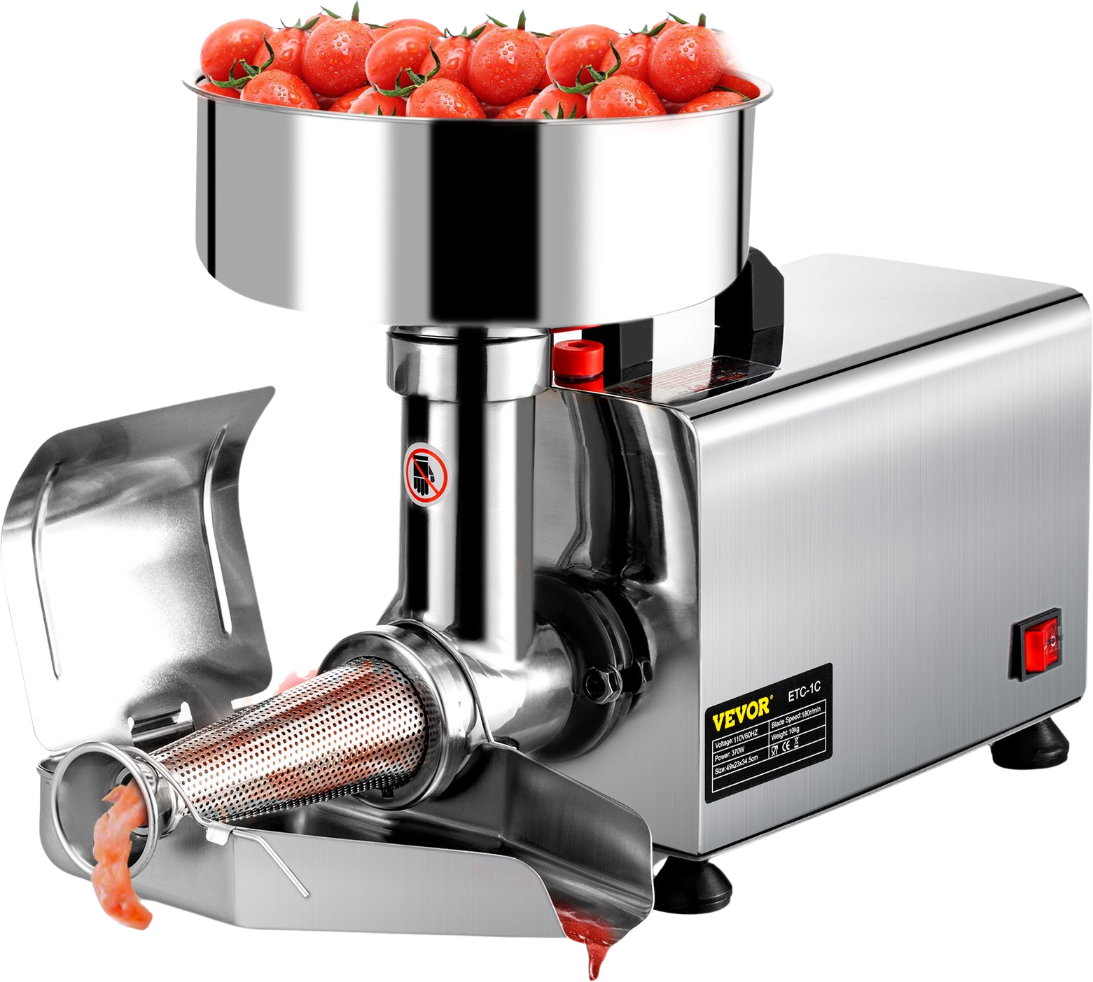 Vevor Electric Tomato Strainer 110V Commercial Grade 370W Stainless Steel 198-330 Lbs. per Hour New