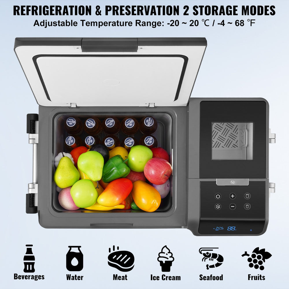 Vevor Car Refrigerator and Freezer 37 Qt Portable Single Zone with 13.2 Lbs Capacity Ice Maker New