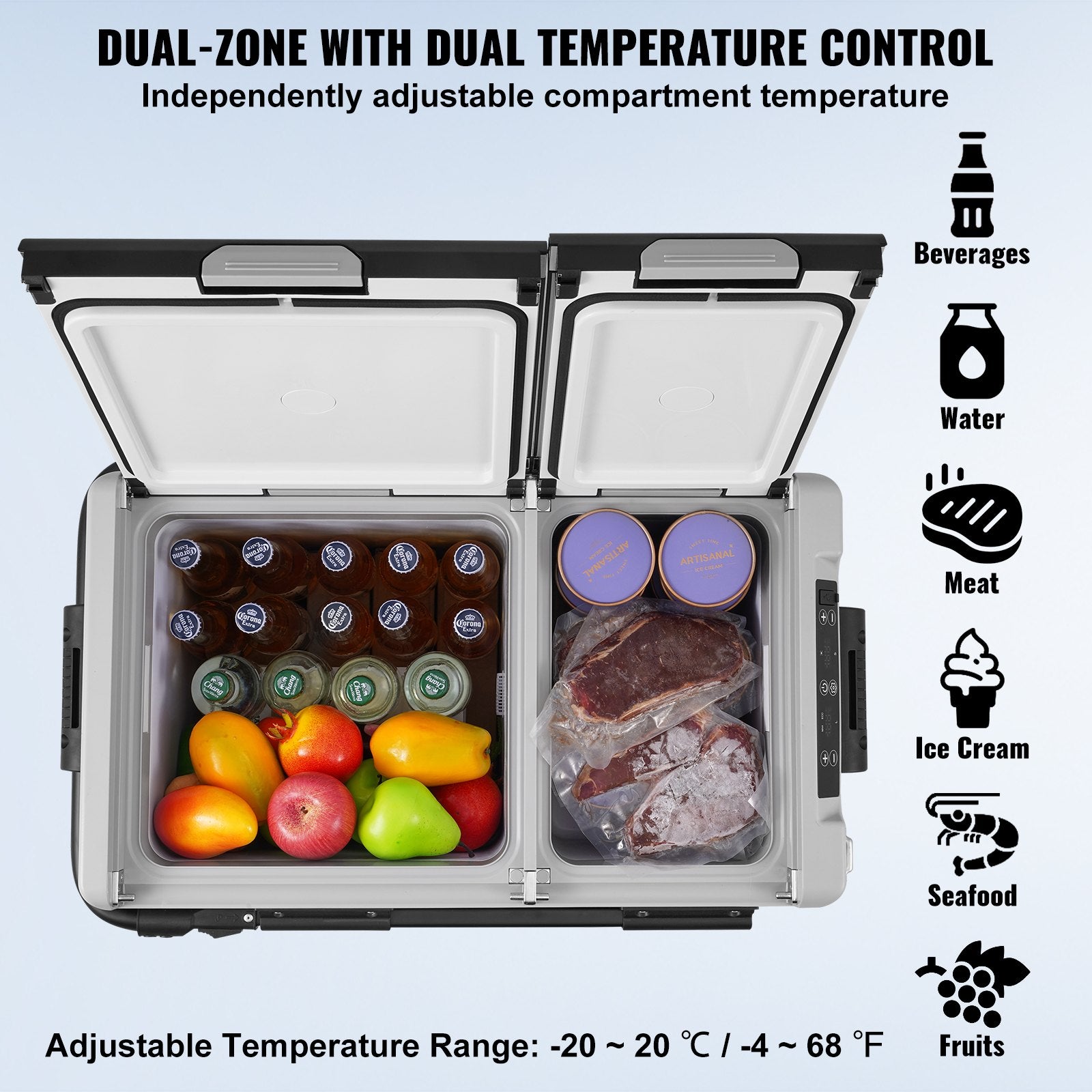 Vevor Car Refrigerator Freezer 61.5 Qt Portable Dual Zone