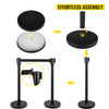 Vevor Crowd Control Stanchion Set 8 PCS Concrete and Metal Base 6.6' Black Retractable Belt New